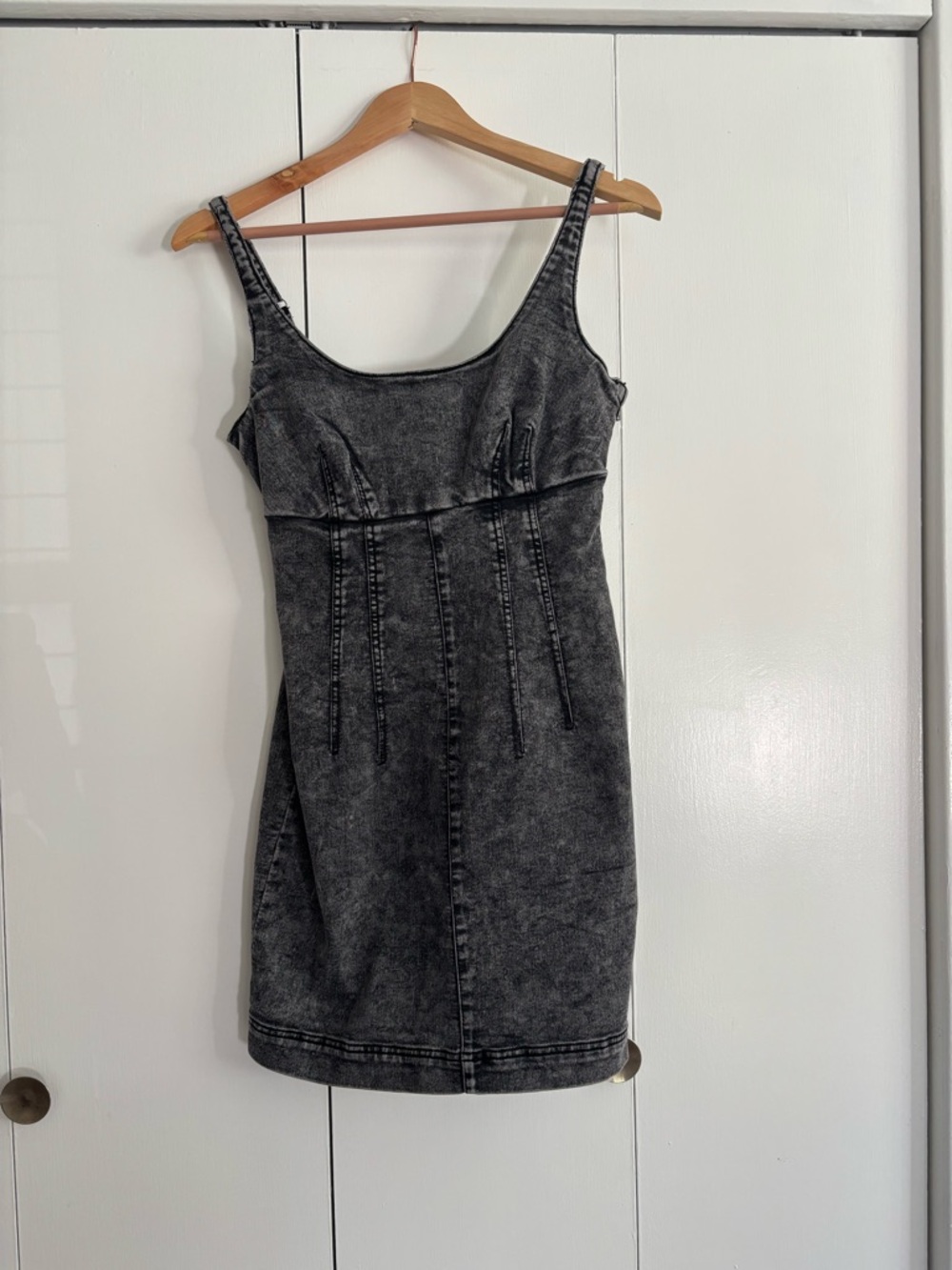 Washed Black Denim Mini Dress